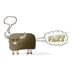 speech bubble cartoon hairy cow farting