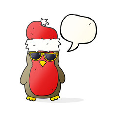 speech bubble cartoon cool christmas robin