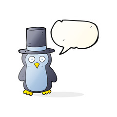 speech bubble cartoon penguin wearing hat