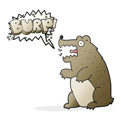 speech bubble cartoon bear burping
