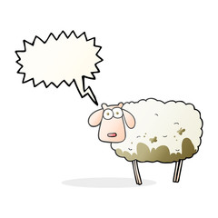 speech bubble cartoon muddy sheep
