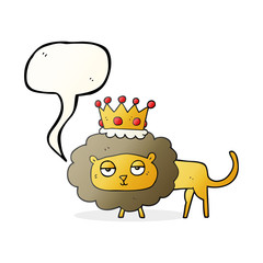 speech bubble cartoon lion with crown