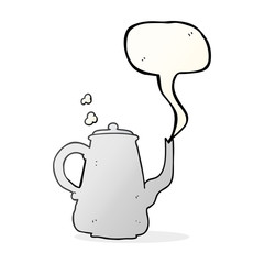 speech bubble cartoon steaming coffee pot