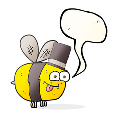 speech bubble cartoon bee wearing hat