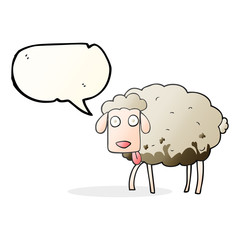 speech bubble cartoon muddy sheep