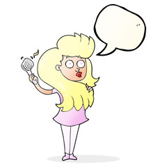 speech bubble cartoon woman brushing hair