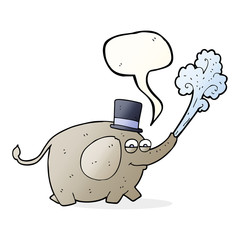 speech bubble cartoon elephant squirting water