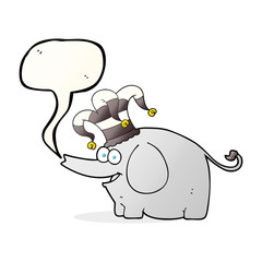 speech bubble cartoon elephant wearing circus hat