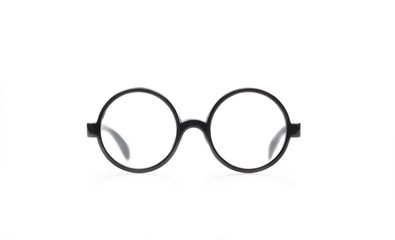 Round glasses on white background