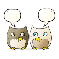cute speech bubble cartoon owls