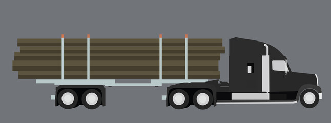 Logging Truck. Wood Transport. Vector illustration