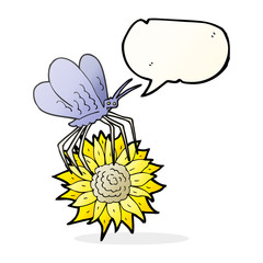 speech bubble cartoon butterfly on flower