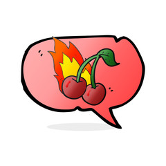 speech bubble cartoon flaming cherries
