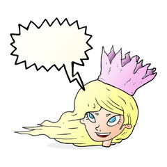 speech bubble cartoon woman with blowing hair