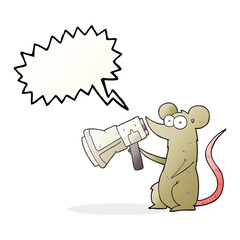 speech bubble cartoon mouse with megaphone