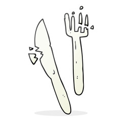 cartoon cracked plastic cutlery