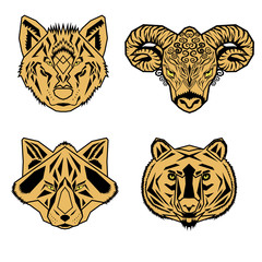 Geometric colorful front animal icons