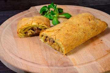 Homemade steak pie ready to eat