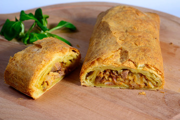 Homemade steak pie ready to eat