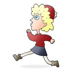 cartoon running woman