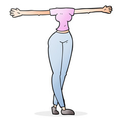 cartoon female body with wide arms