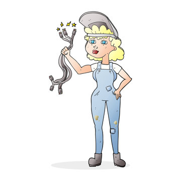 cartoon electrician woman
