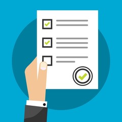 School Exam Test Results Vector Illustration Student in Suit Holding Examination Quiz Paper Form Symbol, Flat Icon, Testing Success Sign