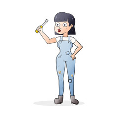 cartoon female mechanic
