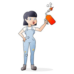 cartoon woman in dungarees