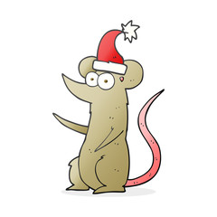 cartoon mouse wearing christmas hat