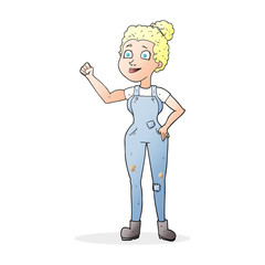 cartoon woman in dungarees