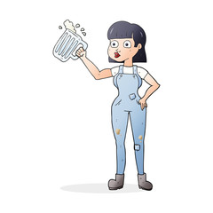 cartoon woman with beer