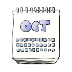 cartoon calendar showing month of october