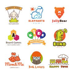 Set of vector children goods logos. 