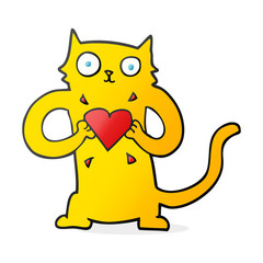 cartoon cat with love heart