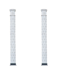 Two isolated architectural columns on a white background
