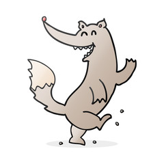 cartoon happy wolf dancing