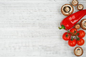 vegetables on a wooden table
