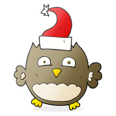cartoon owl wearing christmas hat