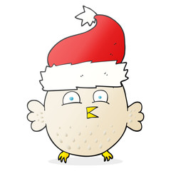 cartoon owl wearing christmas hat