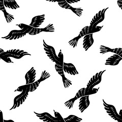 Vector abstract seamless pattern with birds.