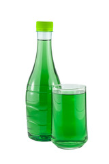 water bottles and glass chlorophyll