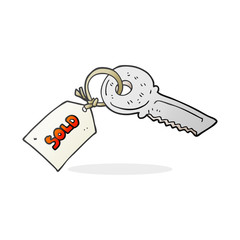 cartoon key with sold tag