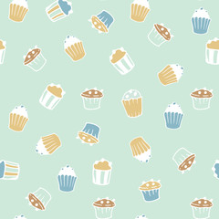 Cupcake pattern in vector.