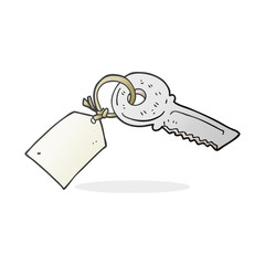 cartoon key with tag