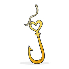 cartoon love heart fish hook