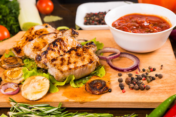 Grilled Pork with Salsa and Seasonings