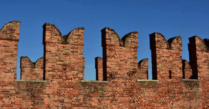 Verona Scaliger Bridge with typical ghibelline battlement