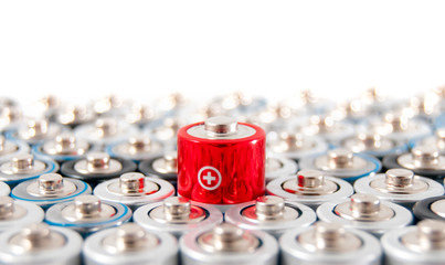 Fototapeta alkaline batteries with a focus on a single battery obraz