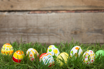 Easter eggs hiding in grass